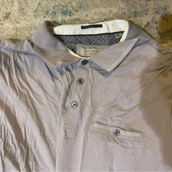 Ted Baker Lilac Button Polo Size 5, USXL - Picture 6 of 7